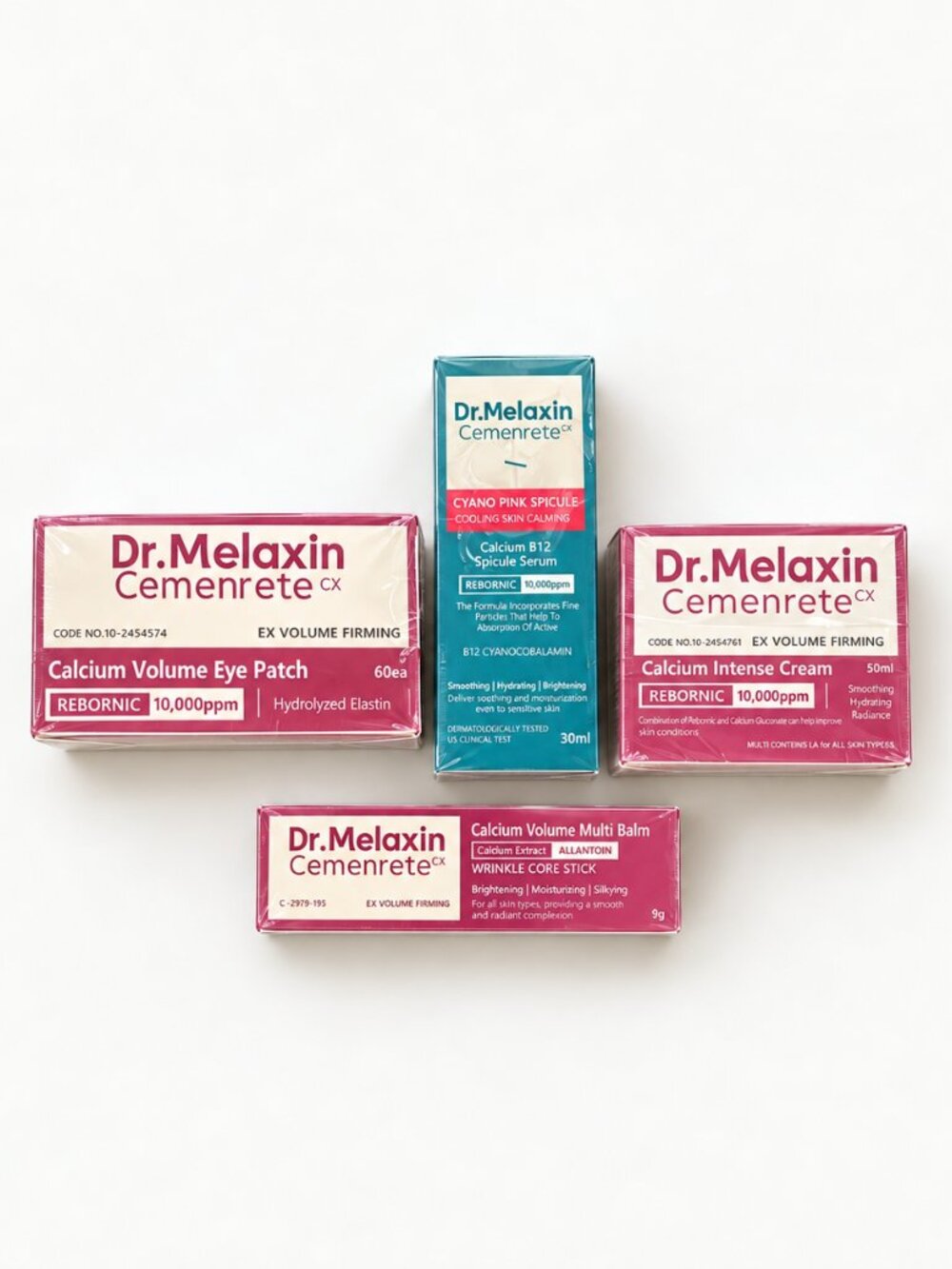 Dr. Melaxin Calcium Skincare Set 4pc Serum Cream Eye Patches Multi Balm